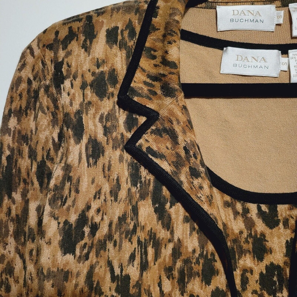 Vintage Dana Buchman Leopard Sweater Set Size Small Blazer Lapels‎ - Picture 2 of 9